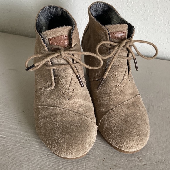 TOMS - Suede Wedge Heel Booties - Picture 2 of 10